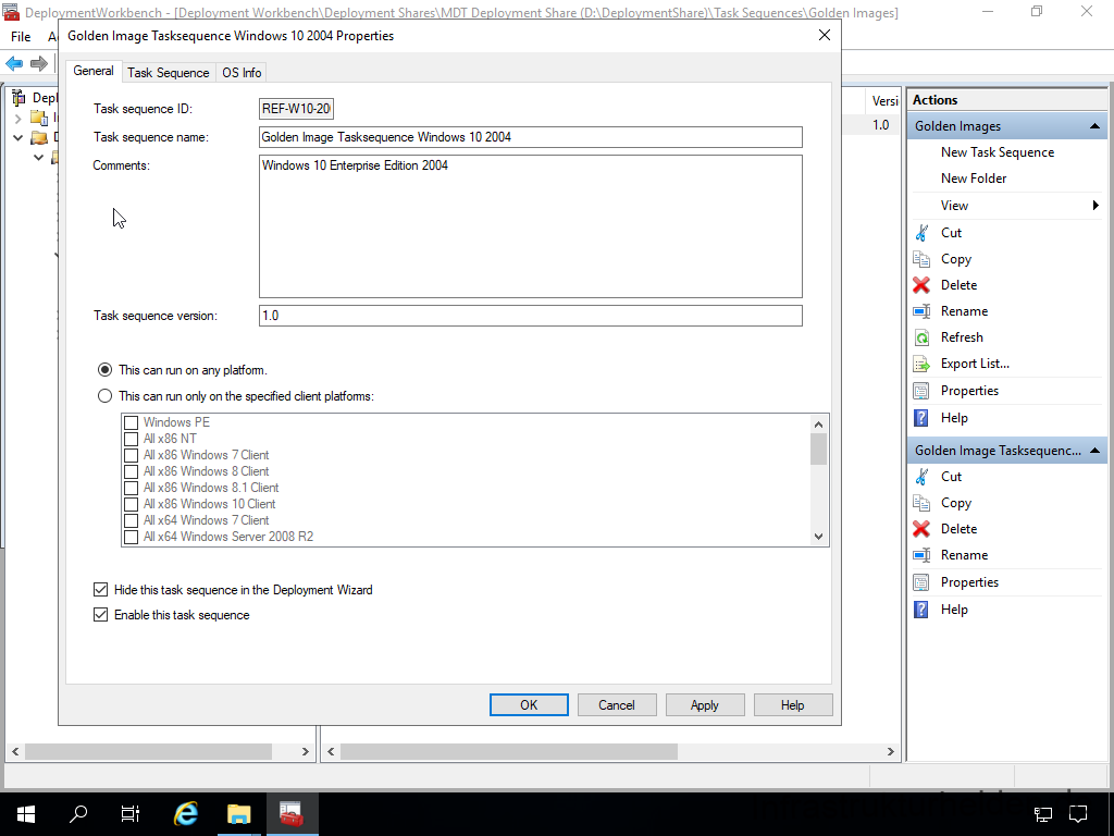 Netzwerkinstallation mit dem Microsoft Deployment Toolkit – Teil 4: Integration des Base Image und des Windows Deployment Service - deplo file a mentwcrkbench de ic ment workbenc 7 Screenshot: Deployment Workbench - Anpassen der Base Image Tasksequenz
