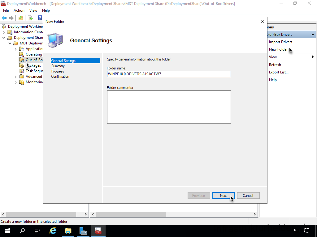 Network Installation with the Microsoft Deployment Toolkit - Part 2: Service Account, Drivers, Software, Base Image Considerations 3 MDT Deployment Workbench - Hinzufügen von Treibern - Ordner Anlegen