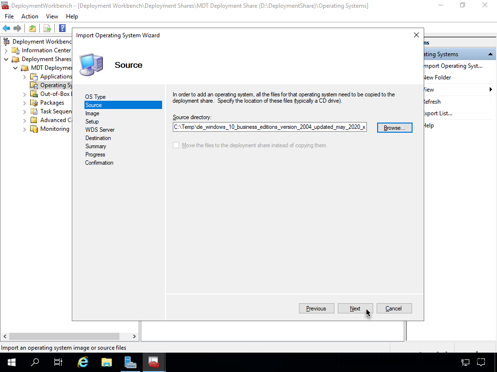 Netzwerkinstallation mit dem Microsoft Deployment Toolkit – Teil 1: Hinweise, Vorbereitung und Einrichtung - deploymentwcrkbench deployment workbench depicy 4 Screenshot: Start Deployment Workbench - Hinzufügen von Betriebssystemen - Source