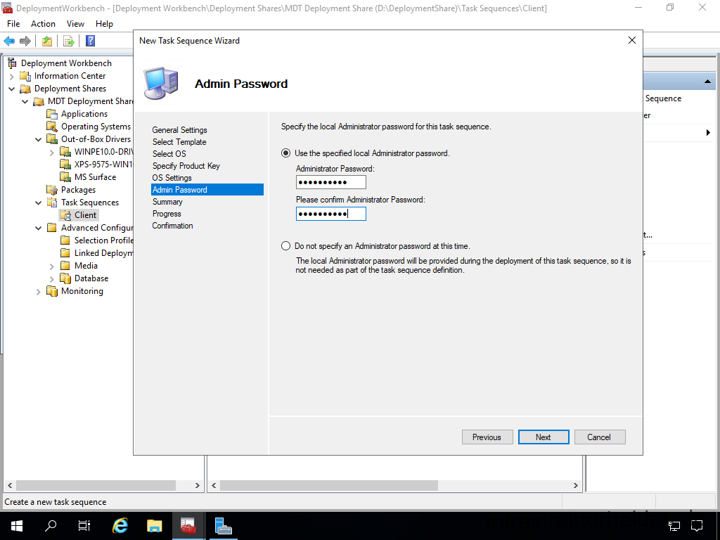 Netzwerkinstallation mit dem Microsoft Deployment Toolkit – Teil 3: Erstellung von Tasksequenzen - deploymentwcrkbench deployment workbench depicy 56 Screenshot: MDT Deployment Workbench - Erstellung einer Tasksequenz - Admin Password