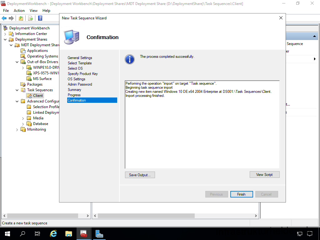 Netzwerkinstallation mit dem Microsoft Deployment Toolkit – Teil 3: Erstellung von Tasksequenzen - deploymentwcrkbench deployment workbench depicy 58 Screenshot: MDT Deployment Workbench - Erstellung einer Tasksequenz - Confirmation