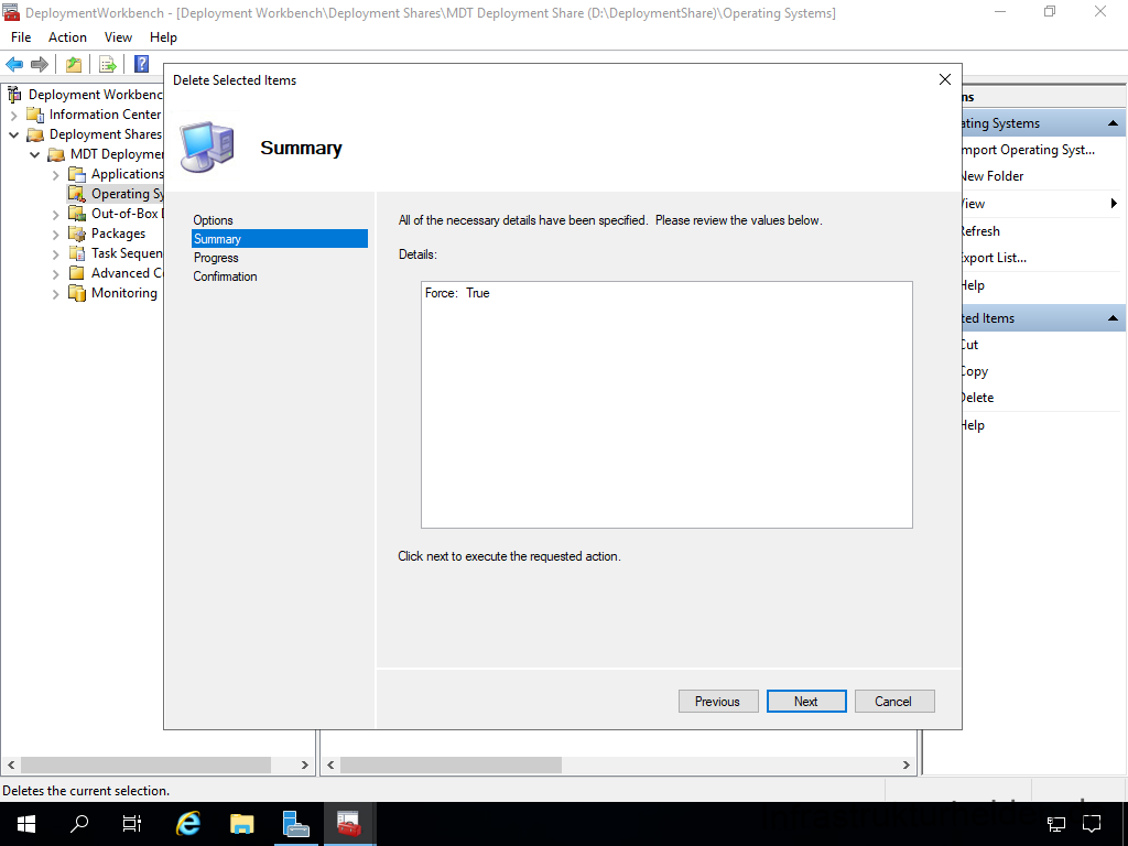 Netzwerkinstallation mit dem Microsoft Deployment Toolkit – Teil 1: Hinweise, Vorbereitung und Einrichtung - deploymentwcrkbench deployment workbench depicy 6 Screenshot: Start Deployment Workbench - Entfernen von nicht benötigten Betriebssystemen
