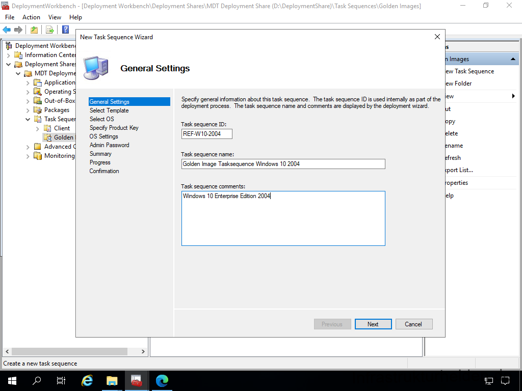Netzwerkinstallation mit dem Microsoft Deployment Toolkit – Teil 4: Integration des Base Image und des Windows Deployment Service - deploymentwcrkbench deployment workbench depicy 62 Screenshot: Deployment Workbench - Erstellen des Base Images - General Settings