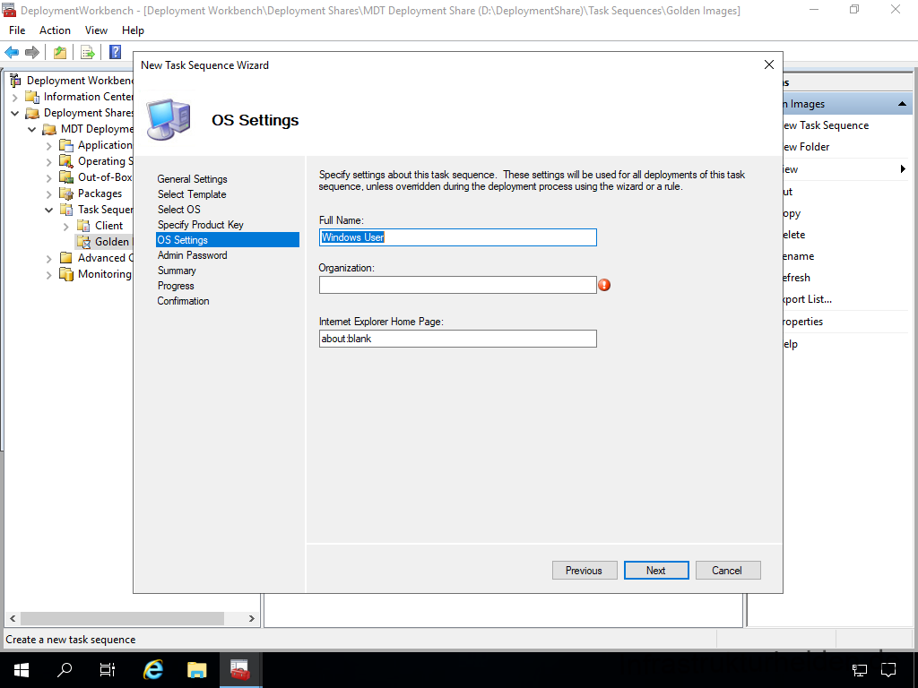 Netzwerkinstallation mit dem Microsoft Deployment Toolkit – Teil 4: Integration des Base Image und des Windows Deployment Service - deploymentwcrkbench deployment workbench depicy 66 Screenshot: Deployment Workbench - Erstellen des Base Images - OS Settings