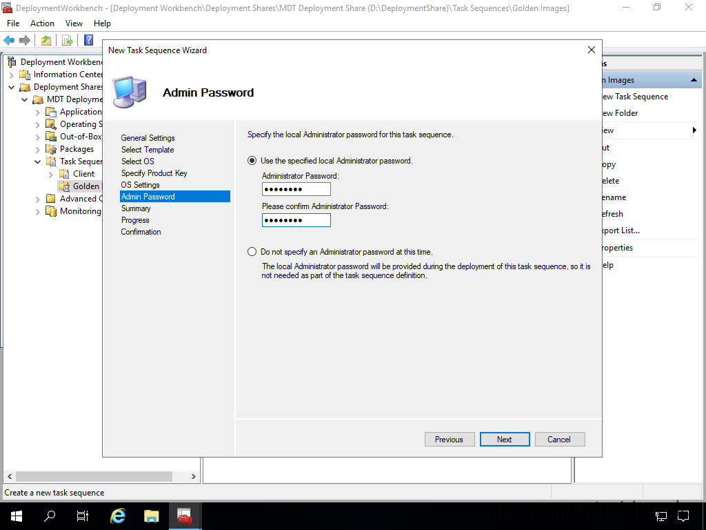 Netzwerkinstallation mit dem Microsoft Deployment Toolkit – Teil 4: Integration des Base Image und des Windows Deployment Service - deploymentwcrkbench deployment workbench depicy 67 Screenshot: Deployment Workbench - Erstellen des Base Images - Admin Password