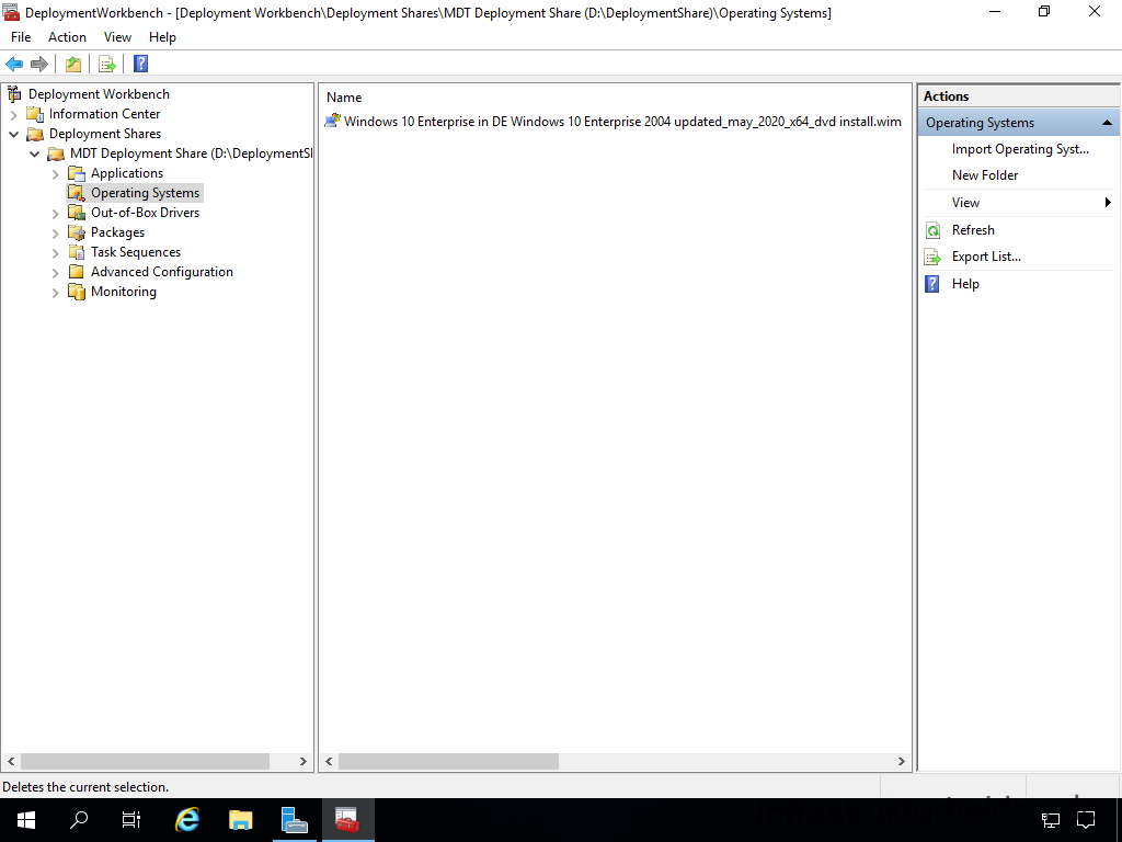 Netzwerkinstallation mit dem Microsoft Deployment Toolkit – Teil 1: Hinweise, Vorbereitung und Einrichtung - deploymentworkbench deployment workbench depioy 2 Screenshot: Start Deployment Workbench - Übersicht der Betriebssystemene