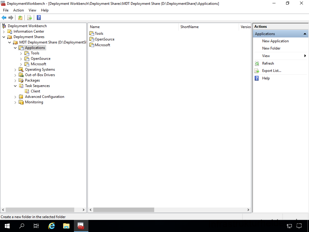 Network Installation with the Microsoft Deployment Toolkit - Part 2: Service Account, Drivers, Software, Base Image Considerations 19 MDT Deployment Workbench - Anwendungen