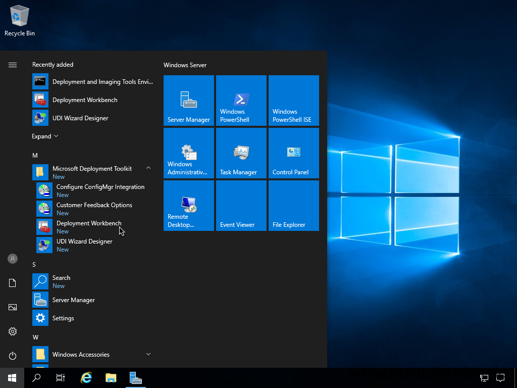 Netzwerkinstallation mit dem Microsoft Deployment Toolkit – Teil 1: Hinweise, Vorbereitung und Einrichtung - recycle bin recently added deployment and imagin Screenshot: Start Deployment Workbench