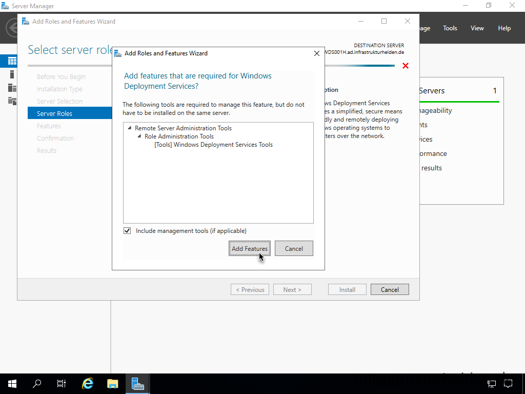 Screenshot: Installation Windows Deployment Service - Install RSAT