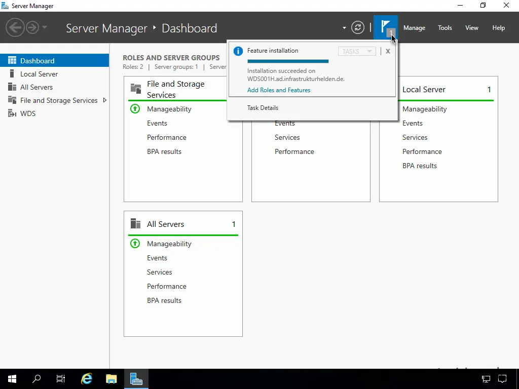 Screenshot: Installation Windows Deployment Service - Server Manager