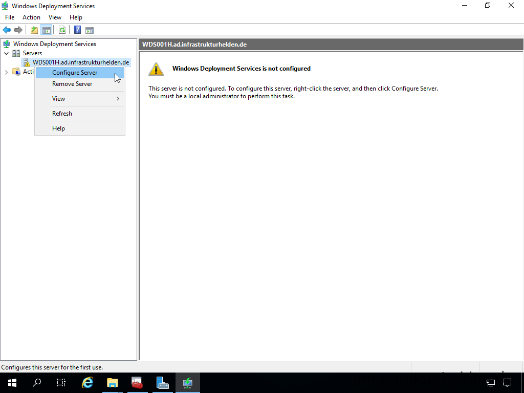 Netzwerkinstallation mit dem Microsoft Deployment Toolkit – Teil 4: Integration des Base Image und des Windows Deployment Service - windows deployment services file action view help 13 Screenshot: Konfiguration des Windows Deployment Service - Configure Server
