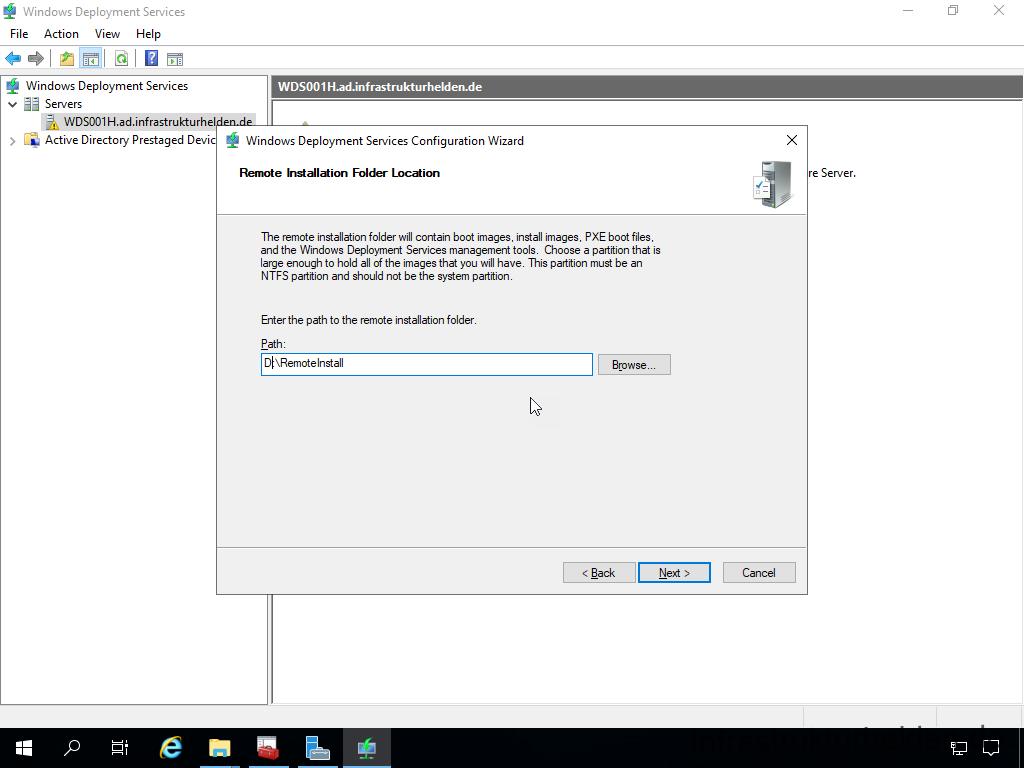 Screenshot: Konfiguration des Windows Deployment Service - Remote Installation Folder Location