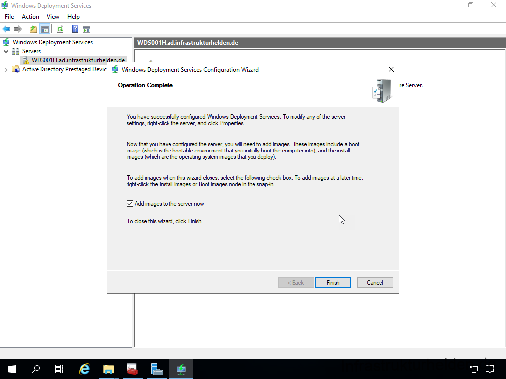 Screenshot: Konfiguration des Windows Deployment Service - Finish