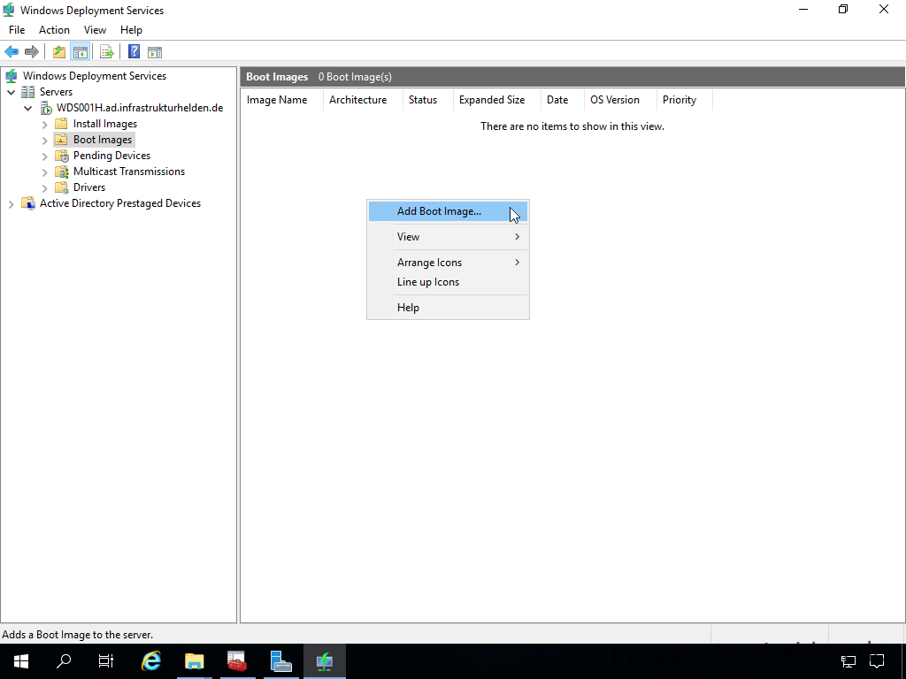 Netzwerkinstallation mit dem Microsoft Deployment Toolkit – Teil 4: Integration des Base Image und des Windows Deployment Service - windows deployment services file action view help 19 Screenshot: Konfiguration des Windows Deployment Service - Add Boot Image