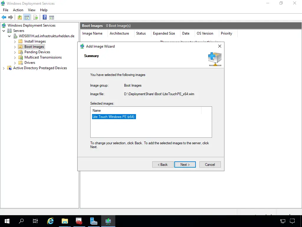 Screenshot: Konfiguration des Windows Deployment Service