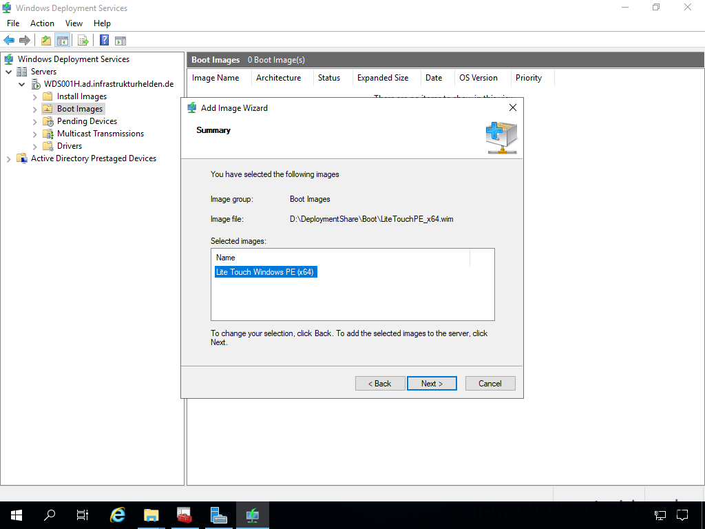 Netzwerkinstallation mit dem Microsoft Deployment Toolkit – Teil 4: Integration des Base Image und des Windows Deployment Service - windows deployment services file action view help 22 Screenshot: Konfiguration des Windows Deployment Service