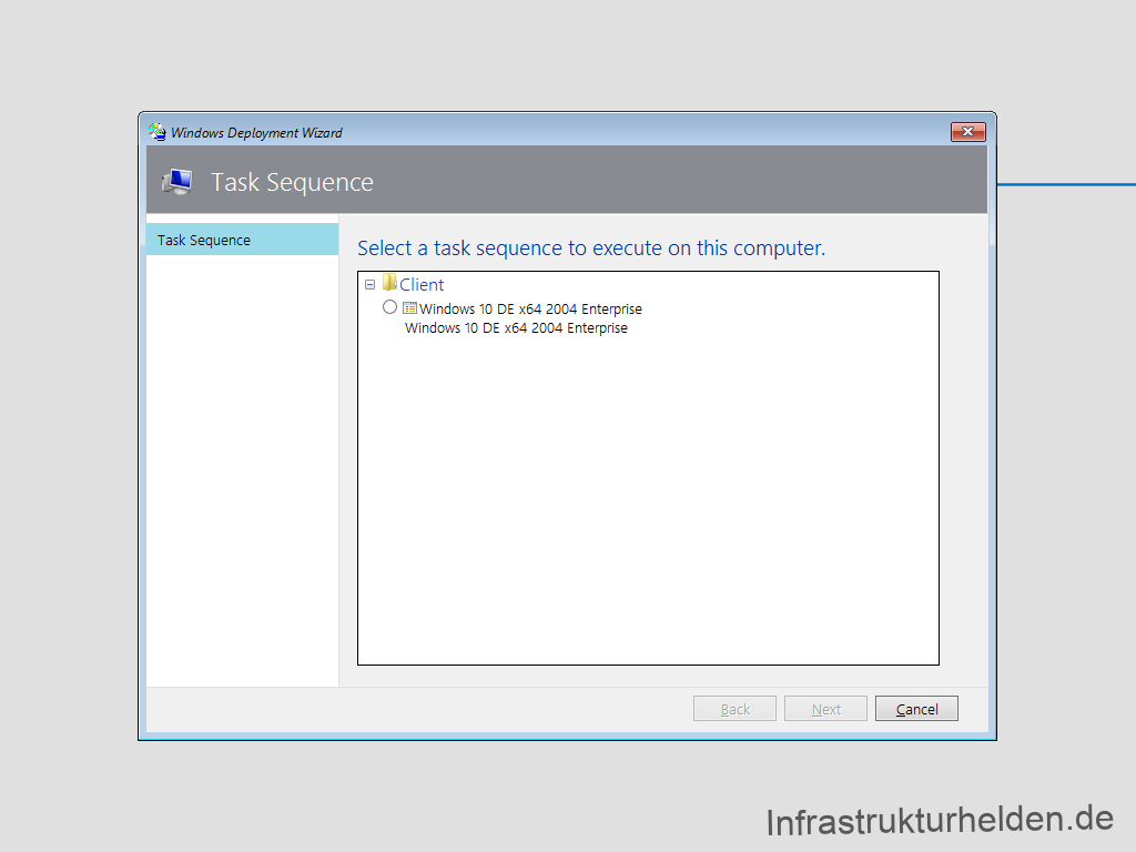 Netzwerkinstallation mit dem Microsoft Deployment Toolkit – Teil 3: Erstellung von Tasksequenzen - windows deployment wizard task sequence task seq 1 Screenshot: MDT - Testinstallation - Task Sequence
