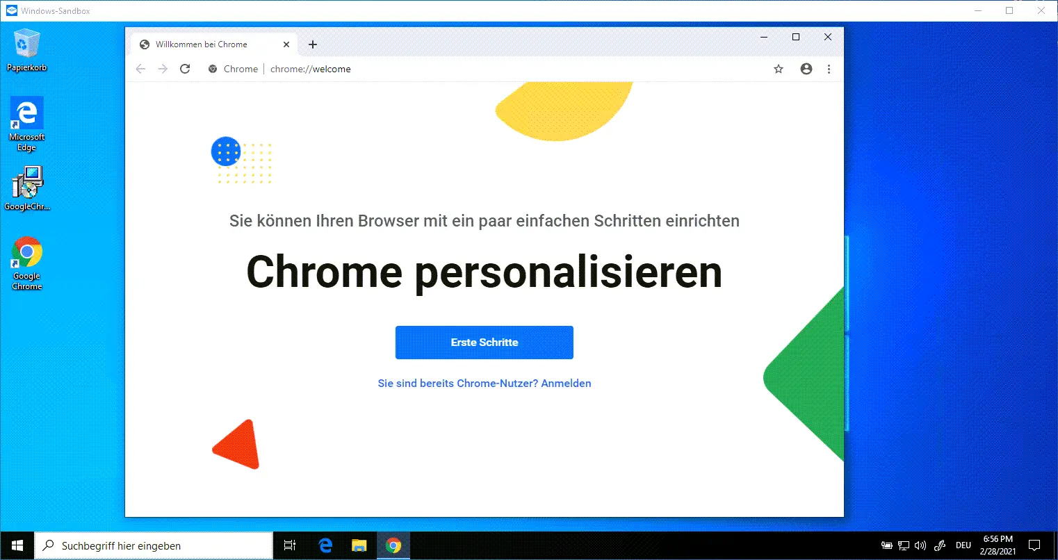 Windows Sandbox with Google Chrome