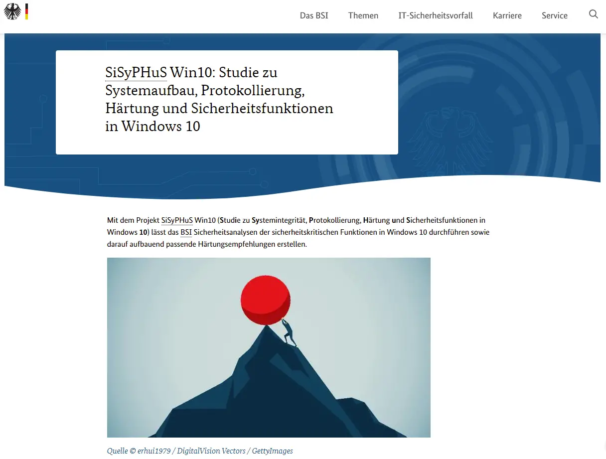 Screenshot BSI.Bund.de - SiSyPHuS_Win10
