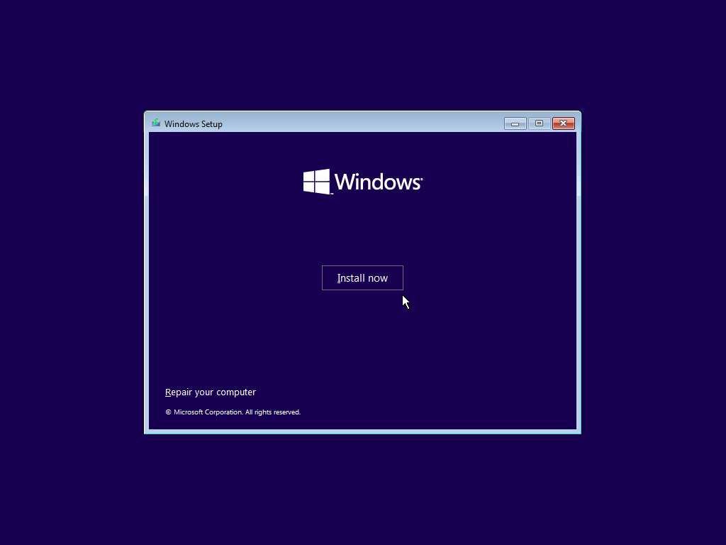 Windows 11 Installation - Erste Einblicke - windows setup windows install now repair your c Windows Setup
Windows
Install now
Repair your computer
@ All rights