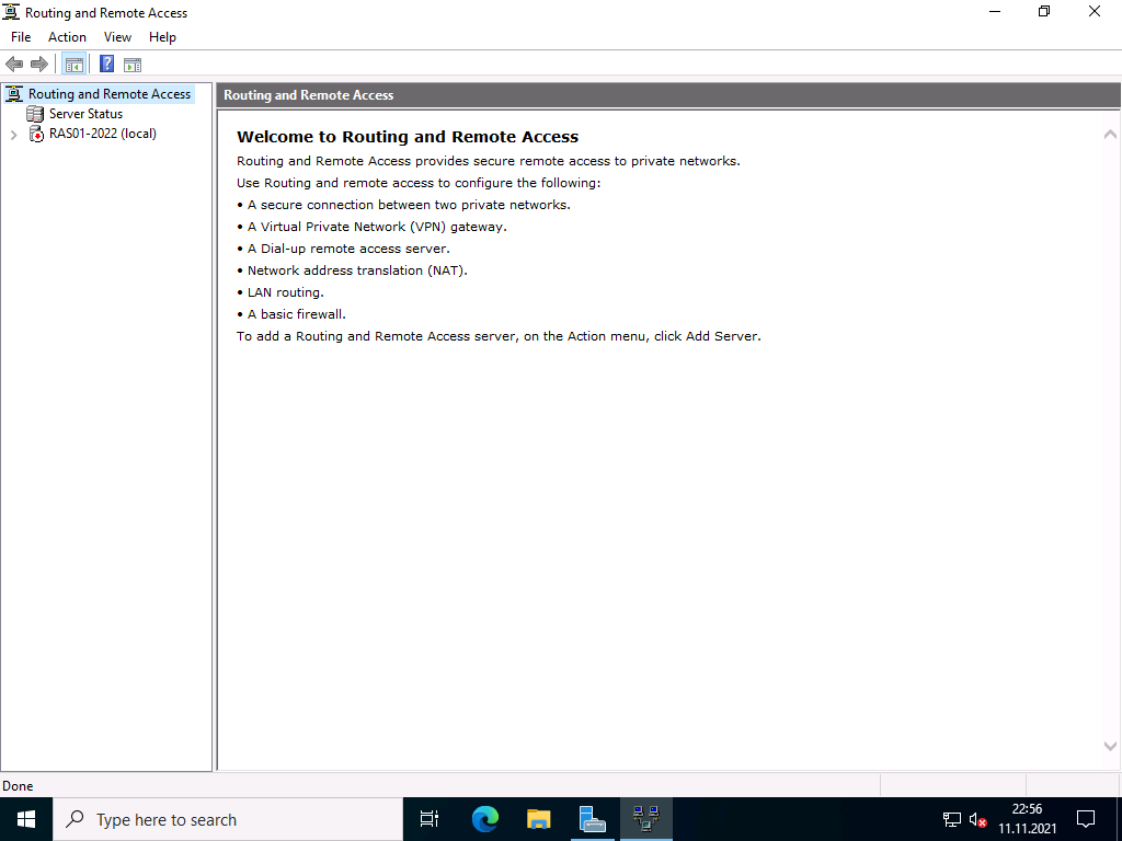 20211111 RAS2022 RRAS console 01 VPN Server with Windows Server 2022 (RAS) 12