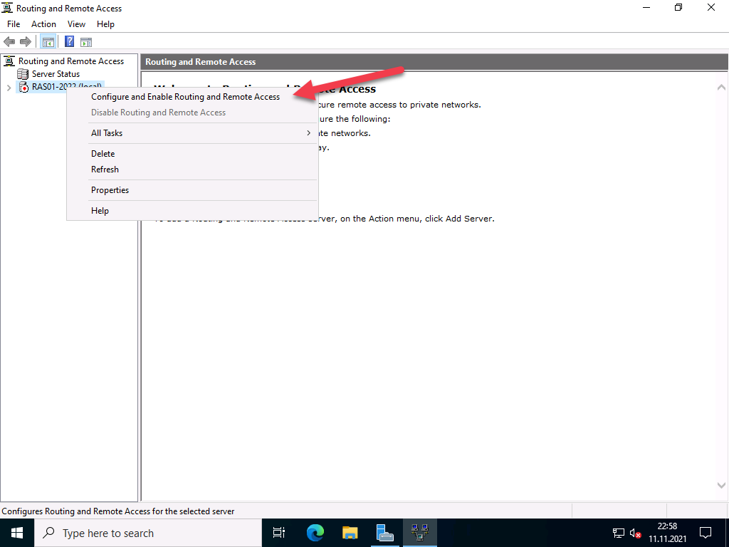 20211111 RAS2022 RRAS console 02 VPN Server with Windows Server 2022 (RAS) 14