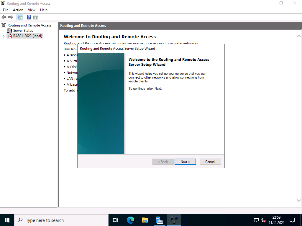 20211111 RAS2022 RRAS console 03 VPN Server with Windows Server 2022 (RAS) 16