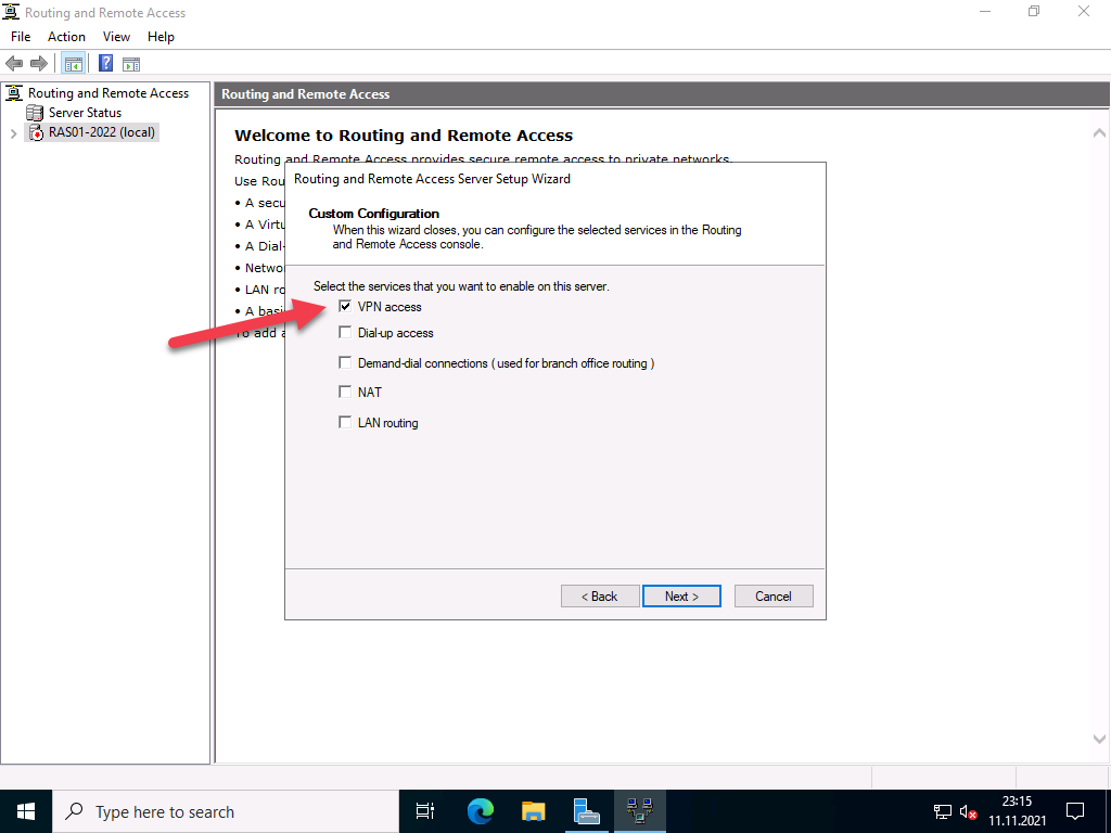 VPN Server with Windows Server 2022 (RAS) 21 20211111 RAS2022 RRAS console 05 VPN Server with Windows Server 2022 (RAS) 20