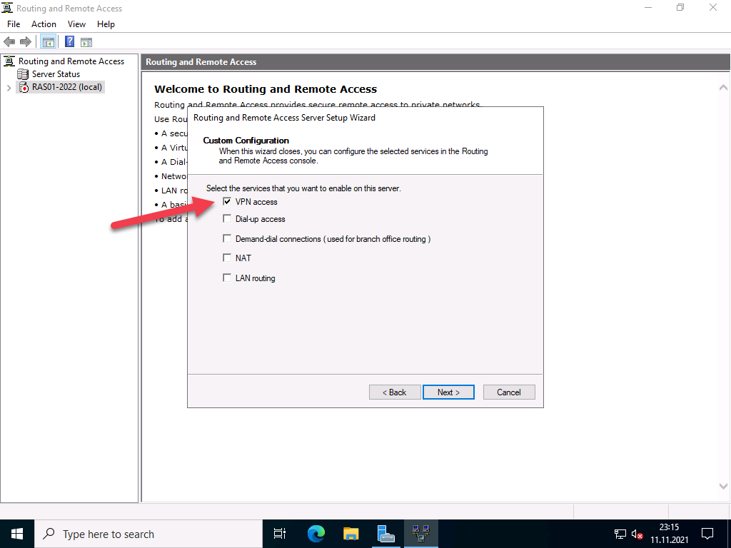 20211111 RAS2022 RRAS console 05 VPN Server with Windows Server 2022 (RAS) 20