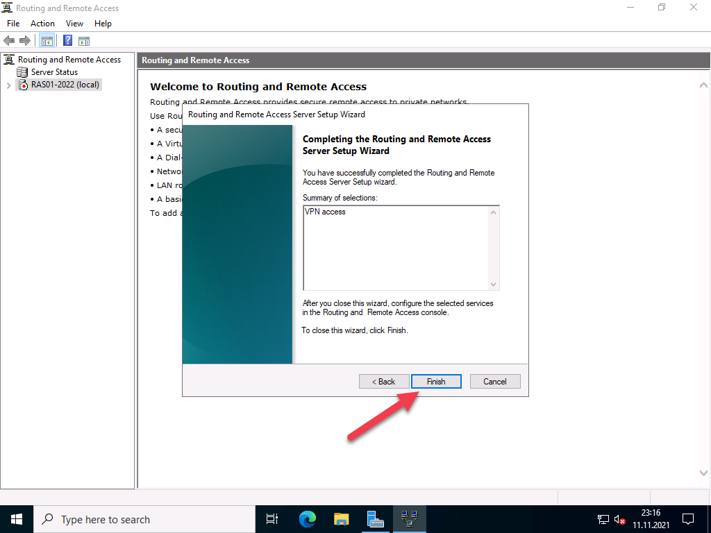 VPN Server with Windows Server 2022 (RAS) 23 20211111 RAS2022 RRAS console 06 VPN Server with Windows Server 2022 (RAS) 22