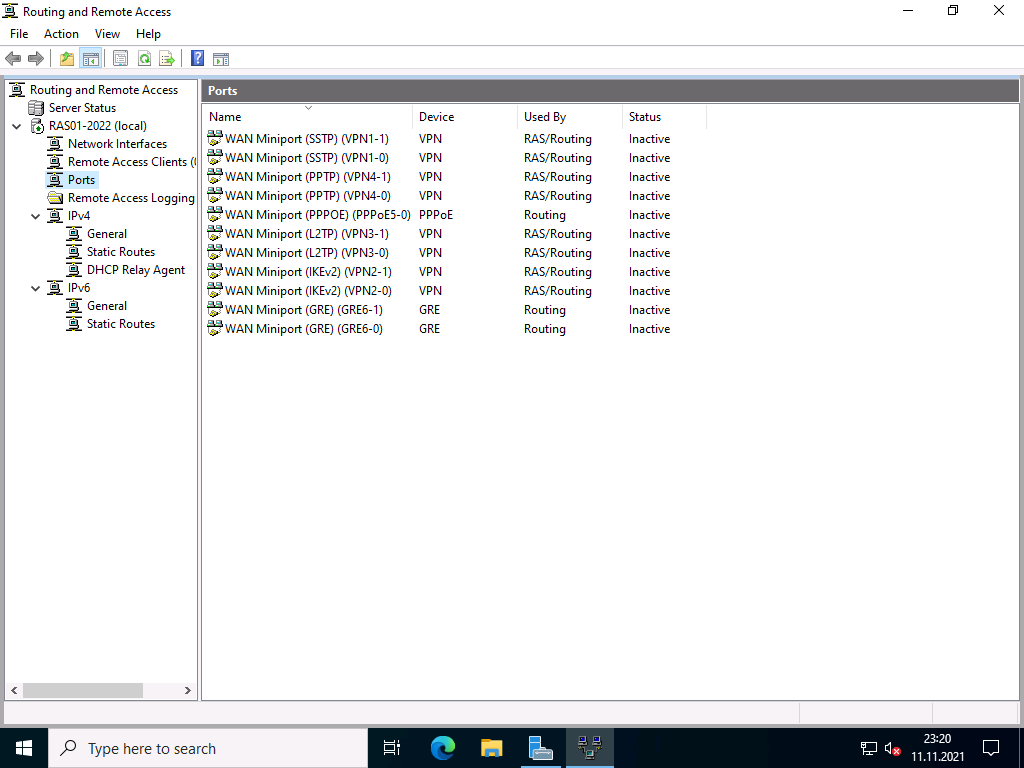 20211111 RAS2022 RRAS console 08 VPN Server with Windows Server 2022 (RAS) 26