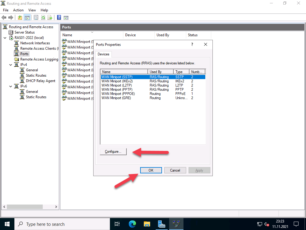 VPN Server mit Windows Server 2022 (RAS) - 20211111 RAS2022 RRAS console 10 - 15