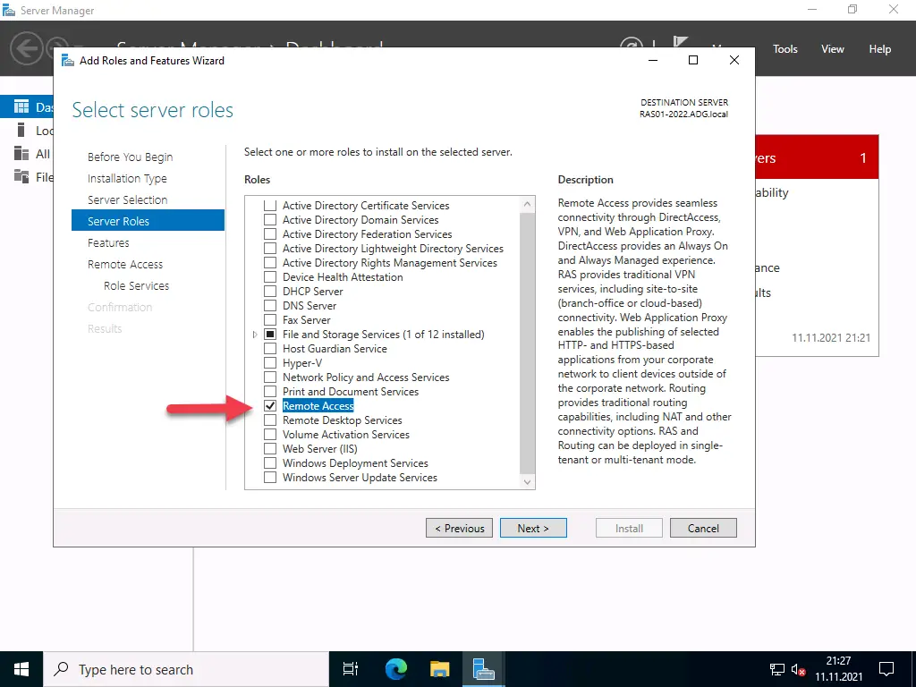 VPN Server mit Windows Server 2022 (RAS) - 20211111 RAS2022 install role 01 1 - 3