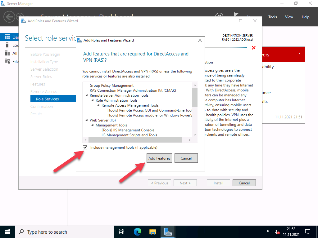 VPN Server with Windows Server 2022 (RAS) 6 Bestätigung der Abhänigkeiten